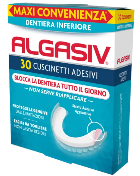 Algasiv Adesivo Protesi Inferiore 30 Pezzi