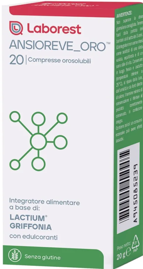 Ansioreve Oro Integratore per Tono dell’Umore con Lactium e Griffonia 20 Compresse Orosolubili