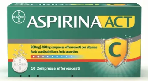 AspirinaAct 800 mg + 480 mg con vitamina C 10 compresse effervescenti
