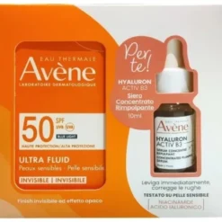 Avène Ultra Fluid Anti-Macchie SPF50+ con Hyaluron Activ B3 Siero Cofanetto