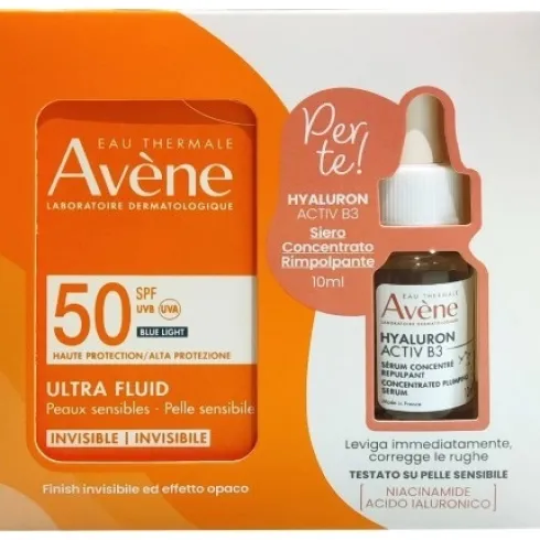 Avène Ultra Fluid Anti-Macchie SPF50+ con Hyaluron Activ B3 Siero Cofanetto