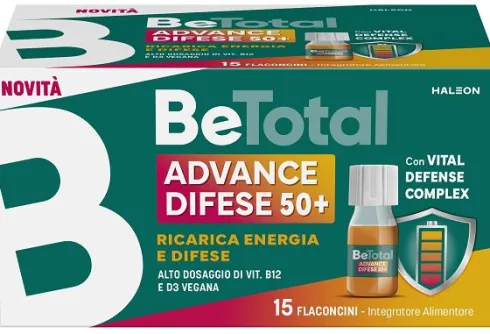 Be-Total Advance Difese 50+ Integratore Energia e Difese Immunitarie con Vitamine B D3 e Zinco 15 Flaconcini