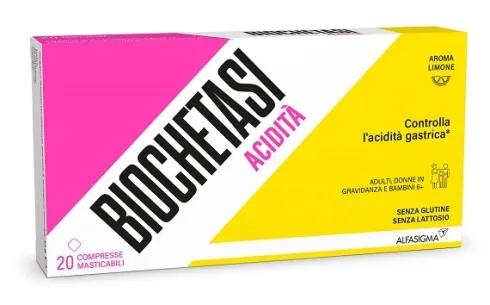 Biochetasi Acidità Integratore per Acidità di Stomaco e Digestione 20 Compresse Masticabili
