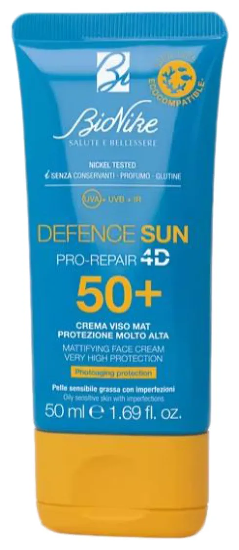 BioNike Defence Sun Crema Viso Mat SPF 50+ Protezione Solare Pelle Sensibile 50 ml