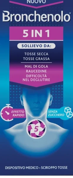 Broncheolo 5 in 1 Sciroppo per Tosse Secca e Grassa Adulti e Bambini 120 ml