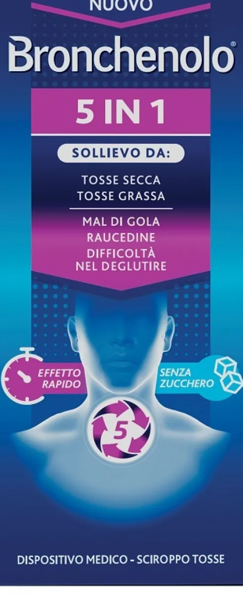 Broncheolo 5 in 1 Sciroppo per Tosse Secca e Grassa Adulti e Bambini 120 ml