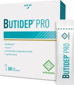 Butidep Pro Integratore con Calcio Butirrato Glutammina Kiwi e Probiotici 30 Stick