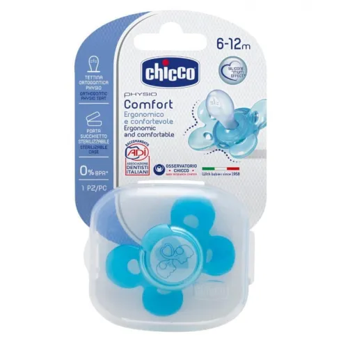 Chicco Succhietto Physio Comfort Silicone 6-12 M Azzurro