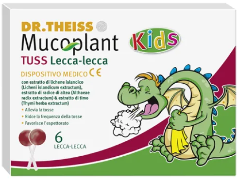 Dr. Theiss Mucoplant Kids Tuss Lecca-Lecca per Tosse e Gola Irritata 6 Pezzi