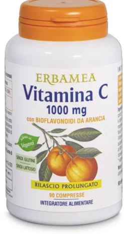 Erbamea Vitamina C e Bioflavonoidi da Arancia Supporto Sistema Immunitario 90 Compresse