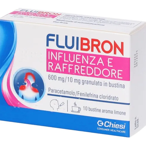 Fluibron Influenza e Raffreddore 600 mg/10 mg 10 Bustine