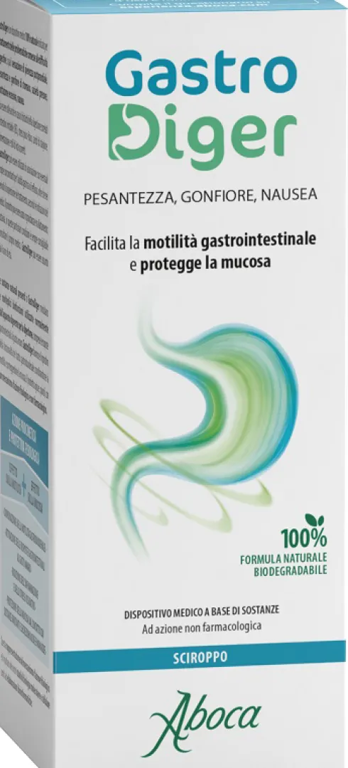 GastroDiger Dispositivo Medico Digestione Gonfiore Nausea Sciroppo Naturale 180 g