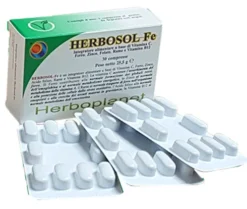 HERBOSOL Fe Integratore Ferro Alta Assorbibilità Vitamina C B12 Acido Folico 30 Compresse