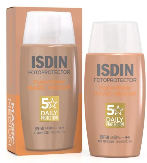 ISDIN Fusion Water Color SPF50 Fotoprotettore Viso Colorato con Acido Ialuronico 50 ml