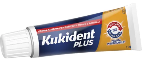 Kukident Doppia Azione Crema Adesiva per Dentiera 40 g – Tenuta Forte e Comfort Prolungato