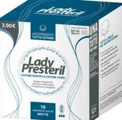 Lady Presteril Cotton Power Pocket Assorbenti Notte con Ali 100% Cotone 10 Pezzi