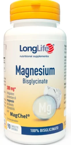 LongLife Magnesio Bisglicinato 300 mg Integratore Stanchezza Sistema Nervoso 90 Tavolette