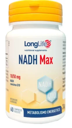 LongLife NADH Max Energia Cellulare Coenzima Q10 Integratore 60 Compresse