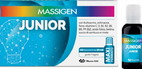 Massigen Junior Integratore Crescita Bambini Ferro Vitamine B 10 Flaconcini