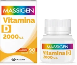 Massigen Vitamina D 2000 UI Integratore Difese Immunitarie Ossa 90 Capsule