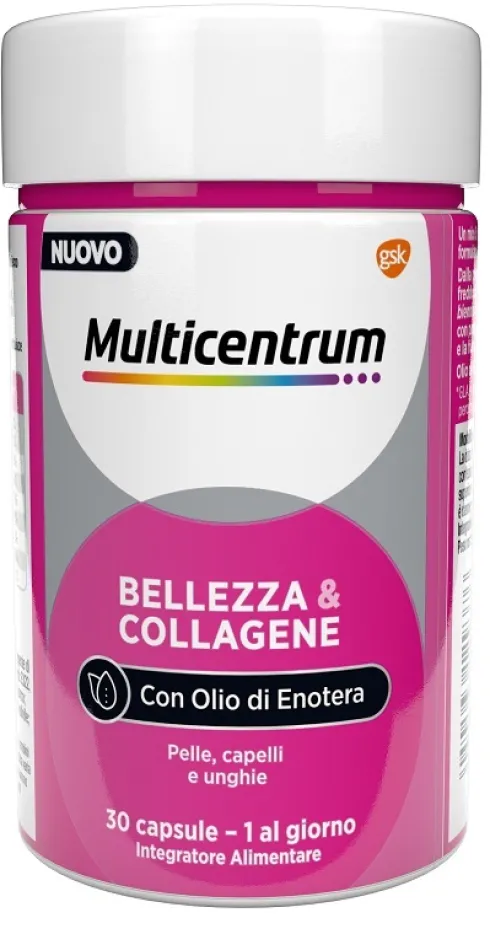 Multicentrum Bellezza e Collagene 30 Capsule Integratore per Pelle Capelli e Unghie
