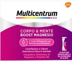 Multicentrum Corpo e Mente Boost Magnesio con Magnesio Sucrosomiale e Vitamina B6 30 Bustine Orosolubili