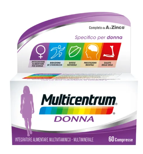 Multicentrum Donna Multivitaminico e Multiminerale Completo per Donne fino a 50 Anni 60 Compresse