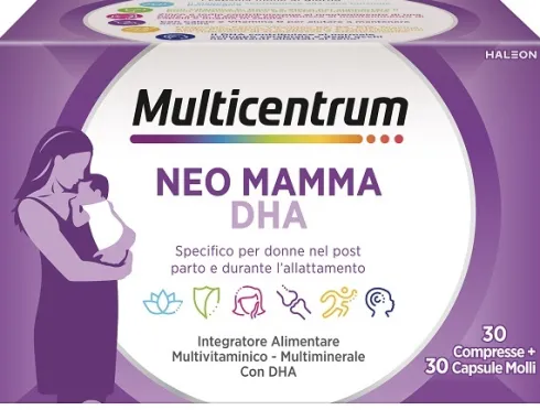 Multicentrum Neo Mamma DHA 30 Compresse + 30 Capsule Integratore Allattamento con DHA, Vitamine e Minerali