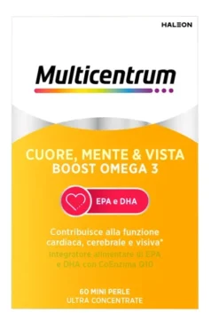Multicentrum Omega Boost Omega 3 EPA DHA con Coenzima Q10 60 Mini Perle