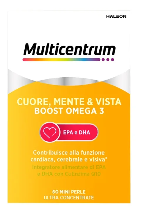Multicentrum Omega Boost Omega 3 EPA DHA con Coenzima Q10 60 Mini Perle