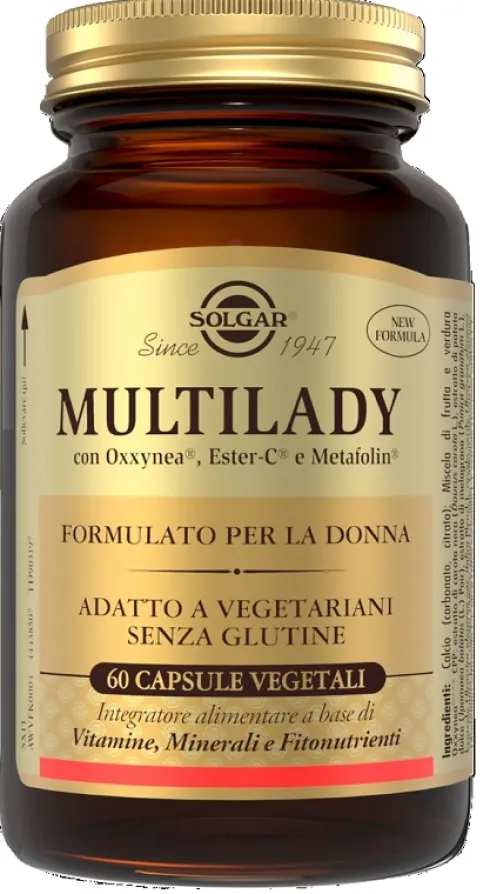 Multilady Multivitaminico Donna con Metafolin Ester-C Ferro e Mirtillo Rosso 60 Capsule Vegetali