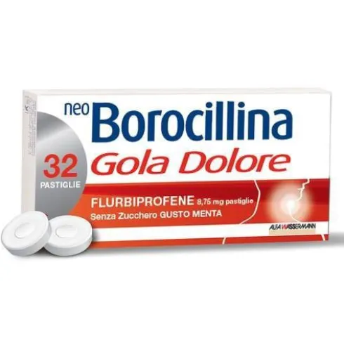 Neoborocillina Gola Dolore Menta Senza Zucchero 32 Pastiglie