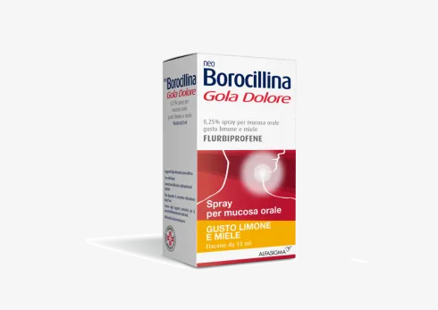 Neoborocillina Gola Dolore 0,25% Spray Mucosa Orale 15 ml gusto Limone e Miele