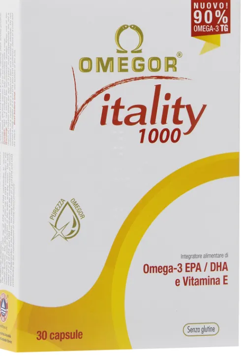 Omegor Vitality 1000 Omega 3 EPA DHA 30 Capsule Alta Concentrazione Trigliceridi