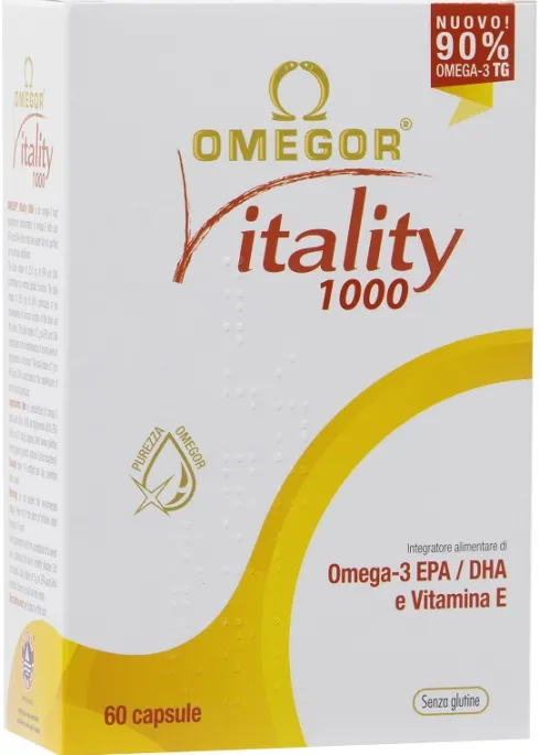 Omegor Vitality 1000 Omega 3 EPA DHA 60 Capsule Alta Concentrazione Trigliceridi