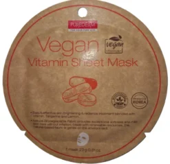 Purederm Maschera Vegana Vitamine Maschera Viso Illuminante e Rivitalizzante 23 g