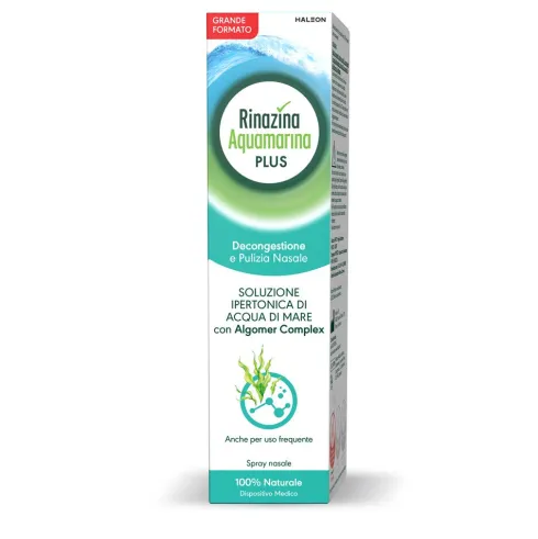 Rinazina Acquamarina Plus Spray Nasale Ipertonico Decongestionante con Acqua di Mare 125 ml