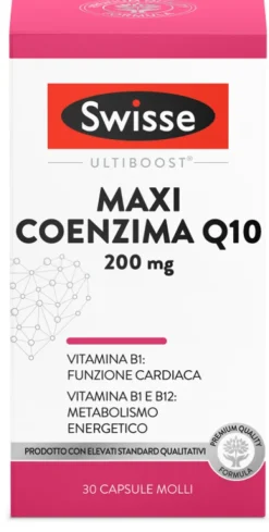 Swisse Maxi Coenzima Q10 Integratore con Coenzima Q10 Vitamina B1 e Vitamina B12 30 Capsule Molli
