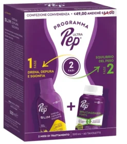 Ultra Pep Slim Drena Depura Sgonfia Ananas + Bruciagrassi Forte Kit Drenante e Controllo del Peso