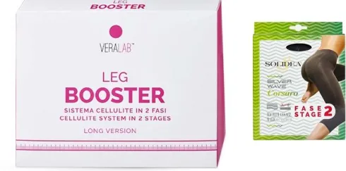 Veralab Leg Booster Long Taglia S – Kit Anticellulite con Crema 150 ml + Pantaloncino Lungo Micromassaggiante