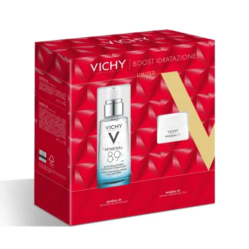 Vichy Cofanetto Natale Boost Idratazione Minéral 89 Siero 50 ml + Crema 72H 15 ml