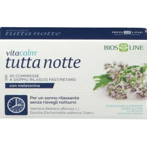 Vitacalm Tutta Notte con Melatonina Integratore Sonno 30 Compresse